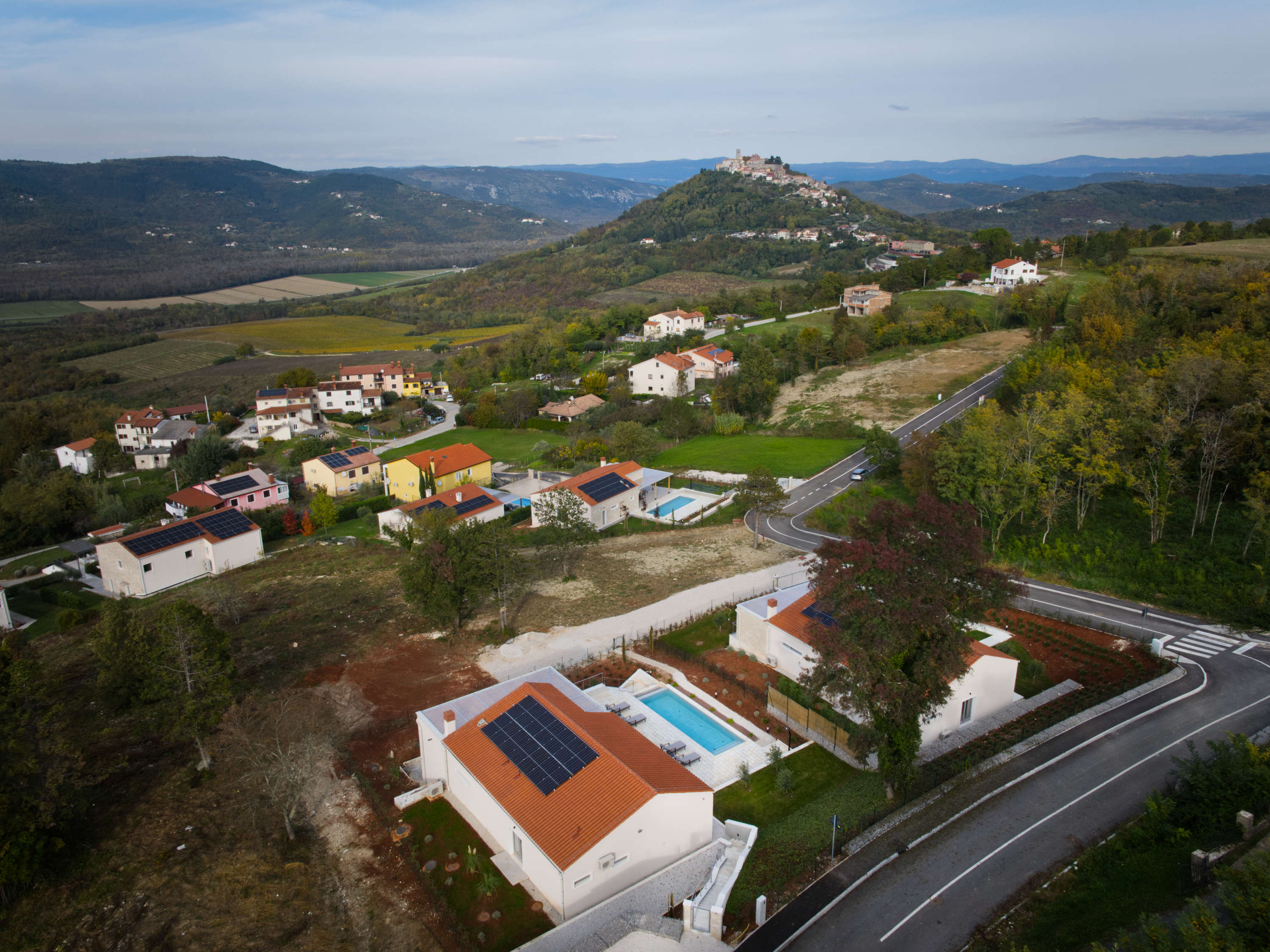 Aerial view of Motovun Villas development