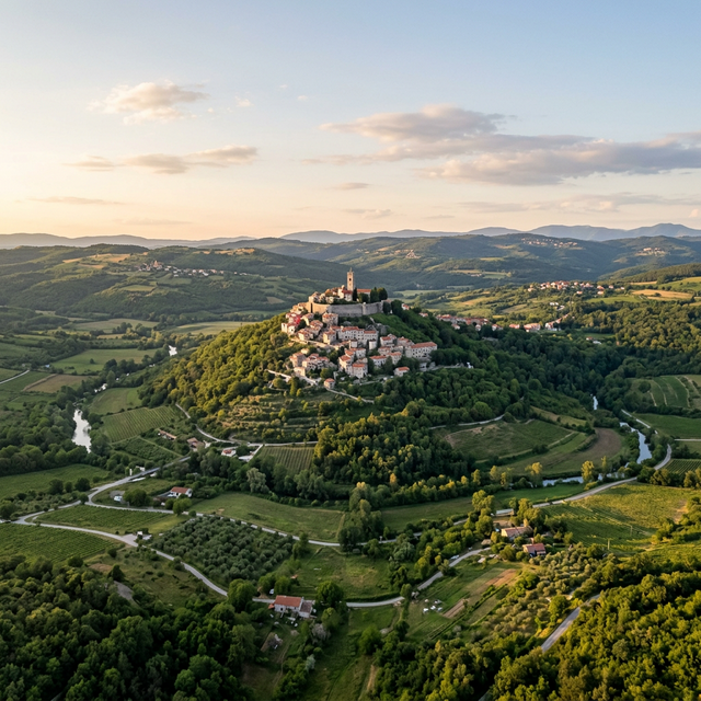 Istrian coastline with medieval towns