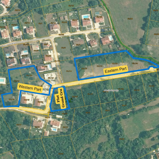 Land plots overview map — Grand Cru, Eastern Part, Western Part